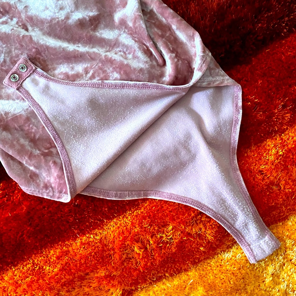Small Forever 21 Pink Velvet Bodysuit - Picture 2 of 3